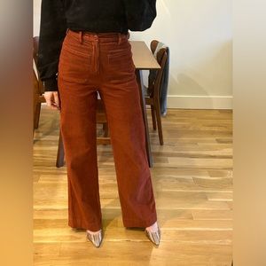 Ulla Johnson high rise wide leg corduroy pants in burnt orange size 0 $orig 400